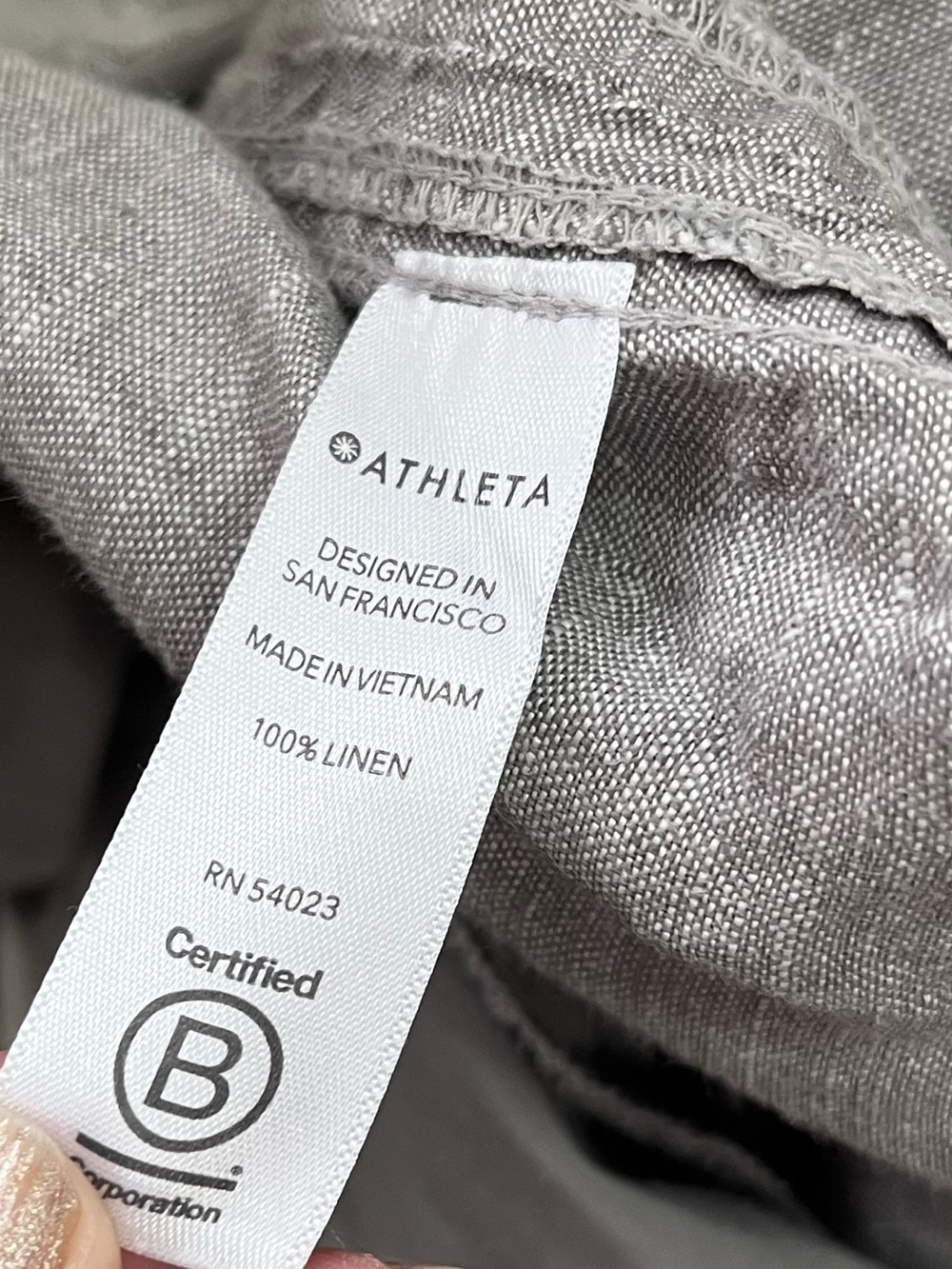 Athleta Cabo Linen Wide Leg Pant Womens Size 8 Grey Elastic Waist Zipper Pockets - Picture 3 of 9